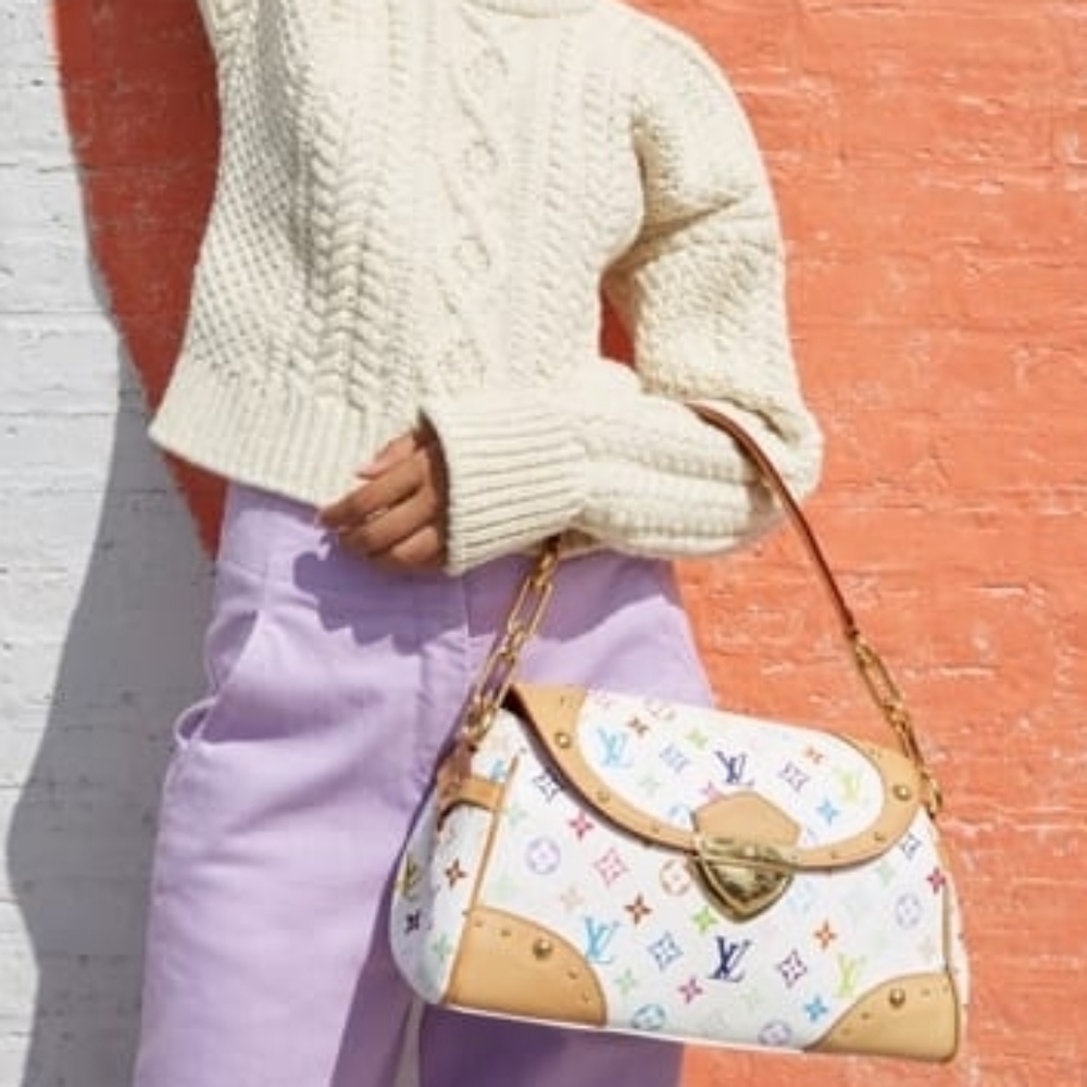 Rare! Louis Vuitton LV X Takashi BEVERLY White Multicolor Monogram Bag Blanco MM - Picture 1 of 16